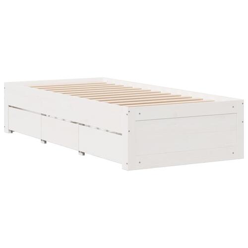 Sengeramme m. skuffer 90x200 cm uden madras massivt fyr hvid
