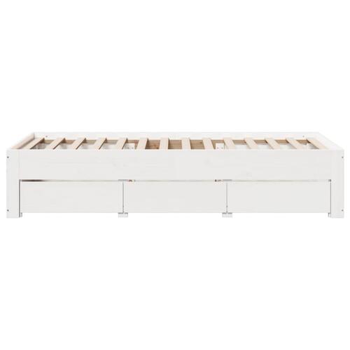 Sengeramme m. skuffer 90x200 cm uden madras massivt fyr hvid