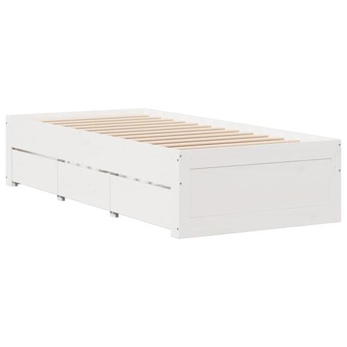 Sengeramme m. skuffer 90x200 cm uden madras massivt fyr hvid