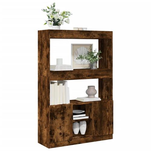 Reol 92x33x140 cm konstrueret træ røget egetræsfarve