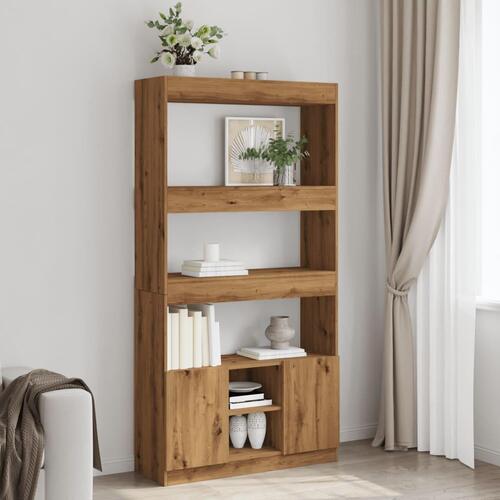 Reol 92x33x180 cm konstrueret træ egetræsfarve