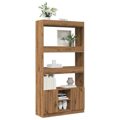 Reol 92x33x180 cm konstrueret træ egetræsfarve