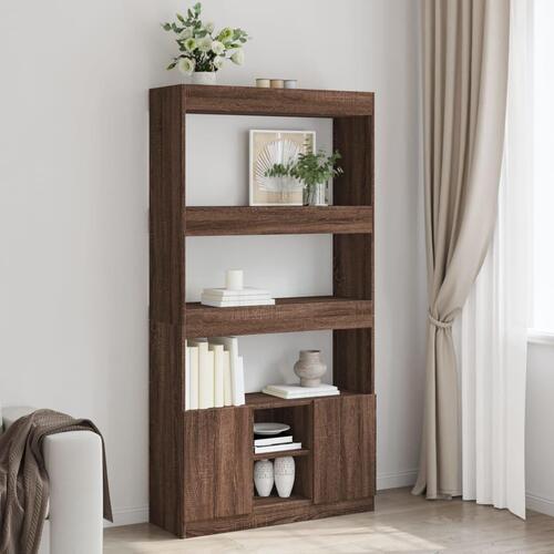 Reol 92x33x180 cm konstrueret træ brun egetræsfarve