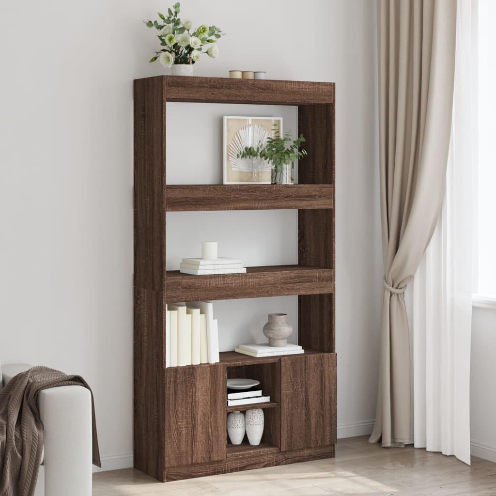 Reol 92x33x180 cm konstrueret træ brun egetræsfarve
