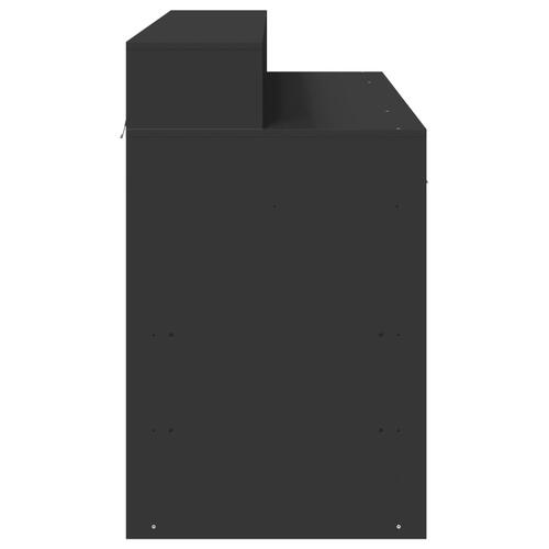 Skrivebord med LED-lys 120x55x91 cm konstrueret træ sort