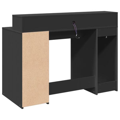 Skrivebord med LED-lys 120x55x91 cm konstrueret træ sort