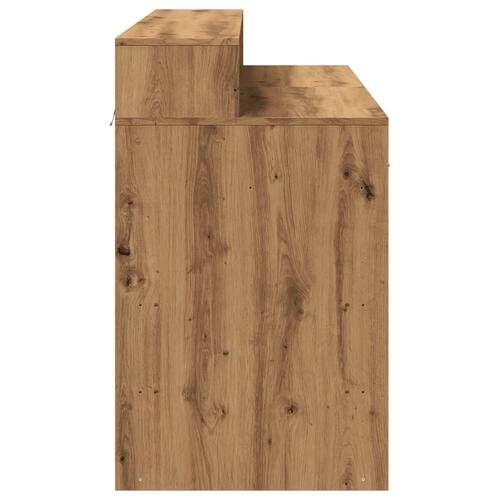 Skrivebord med LED-lys 120x55x91 cm konstrueret træ gammelt eg