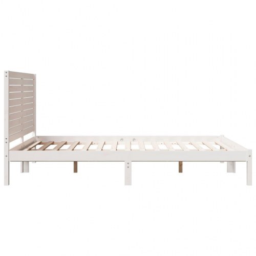 Ekstra lang sengeramme 160×220 cm - hvidt massivt fyrretræ med hovedgærde