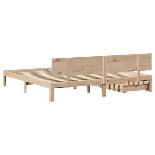 Sengeramme med skuffer 180x200 cm massivt fyrretræ