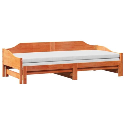 Daybed med udtræk 90x200 cm massivt fyrretræ gyldenbrun