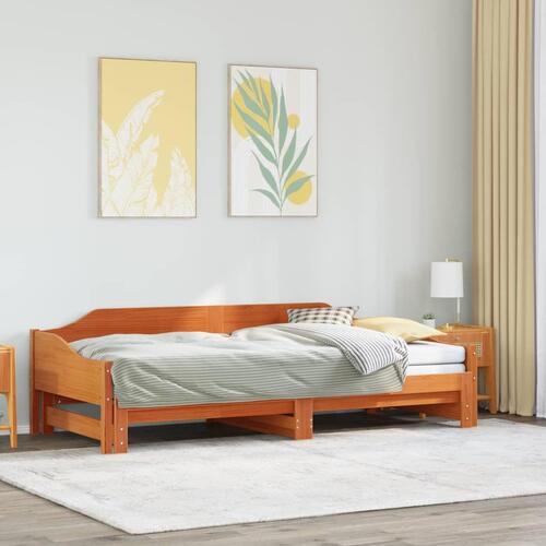 Daybed med udtræk 90x200 cm massivt fyrretræ gyldenbrun