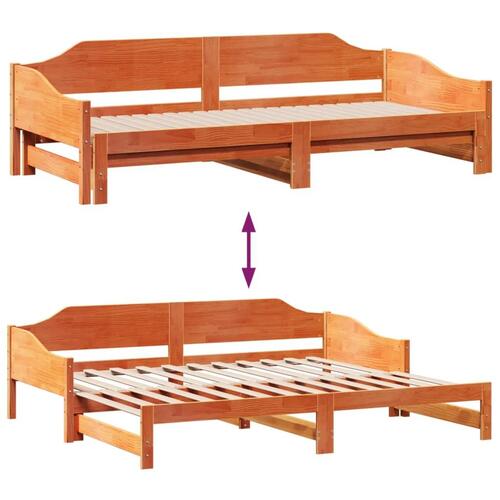 Daybed med udtræk 90x200 cm massivt fyrretræ gyldenbrun