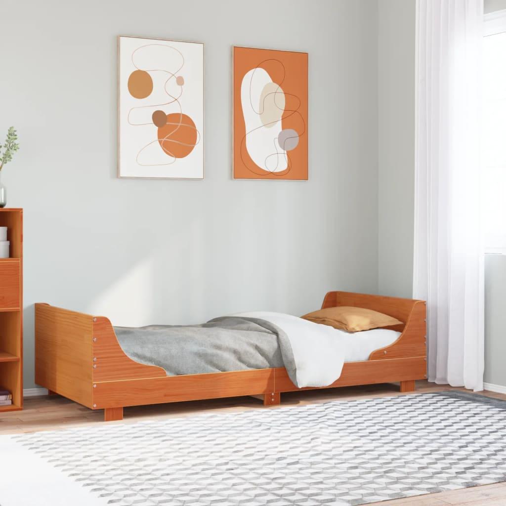 Sengeramme uden madras 90x200 cm massivt fyrretræ gyldenbrun billede