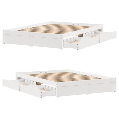Sengeramme uden madras 140x190 cm massivt fyrretræ hvid