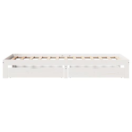 Sengeramme med skuffer 100x200 cm massivt fyrretræ hvid