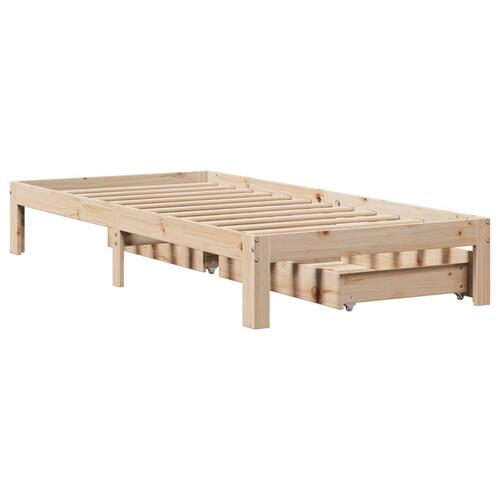 Sengeramme med skuffer 75x190 cm massivt fyrretræ
