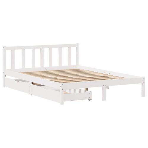 Sengeramme uden madras 160x200 cm massivt fyrretræ hvid
