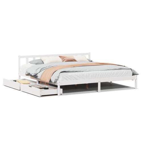Sengeramme uden madras 180x200 cm massivt fyrretræ hvid