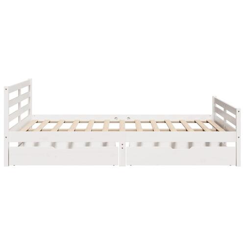Sengeramme uden madras 135x190 cm massivt fyrretræ hvid
