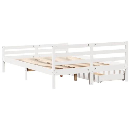 Sengeramme uden madras 135x190 cm massivt fyrretræ hvid