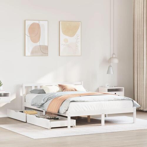 Sengeramme uden madras 160x200 cm massivt fyrretræ hvid