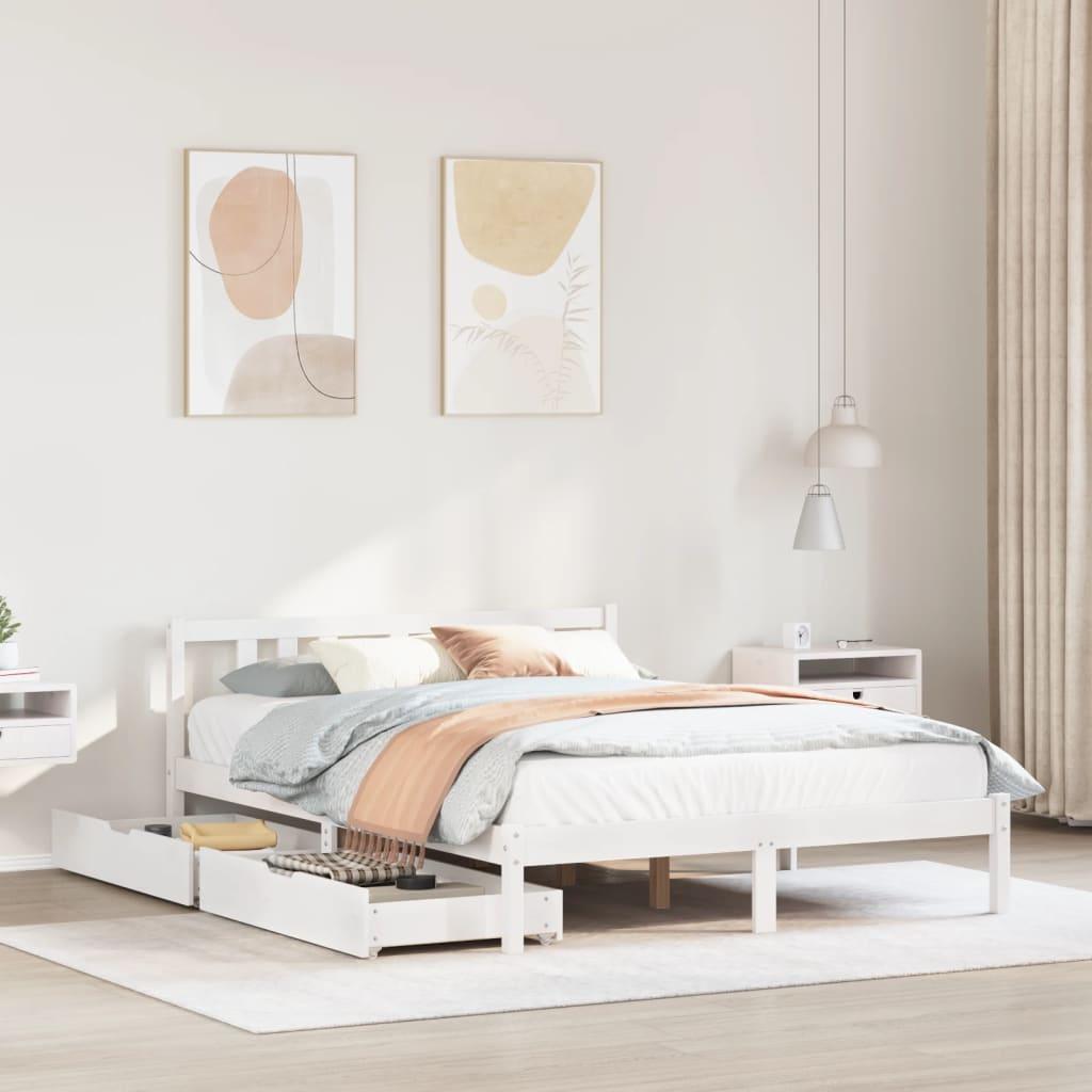 Sengeramme uden madras 160x200 cm massivt fyrretræ hvid