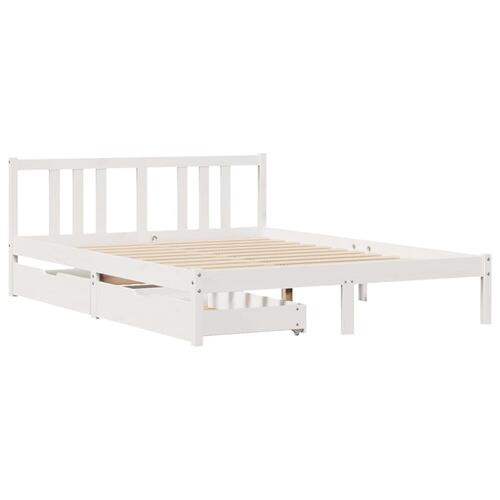 Sengeramme uden madras 160x200 cm massivt fyrretræ hvid