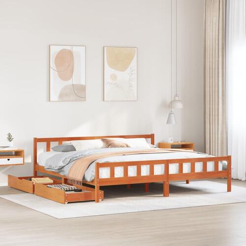 Sengeramme uden madras 180x200 cm massivt fyrretræ gyldenbrun