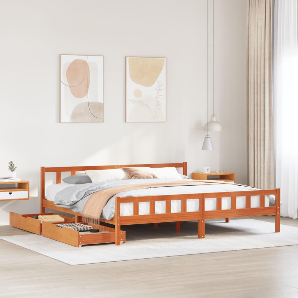 Sengeramme uden madras 180x200 cm massivt fyrretræ gyldenbrun