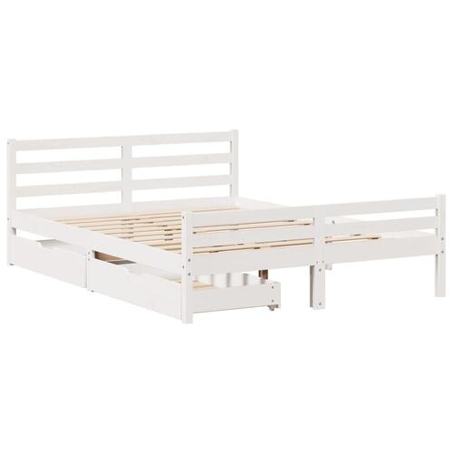 Sengeramme uden madras 160x200 cm massivt fyrretræ hvid