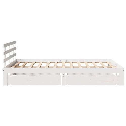 Sengeramme med skuffer 140x190 cm massivt fyrretræ hvid