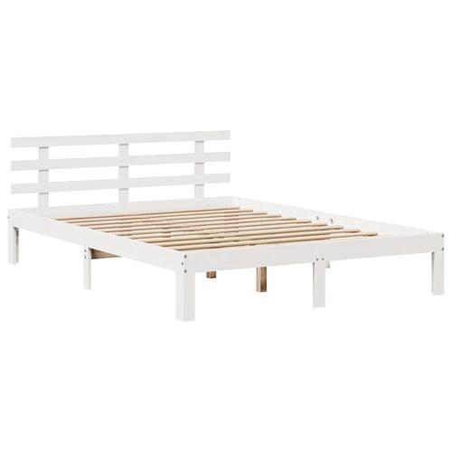 Sengeramme med skuffer 135x190 cm massivt fyrretræ hvid
