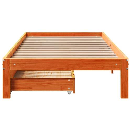 Sengeramme med skuffer 100x200 cm massivt fyrretræ gyldenbrun