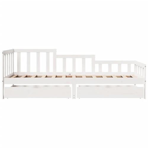 Daybed med skuffer 90x200 cm massivt fyrretræ hvid