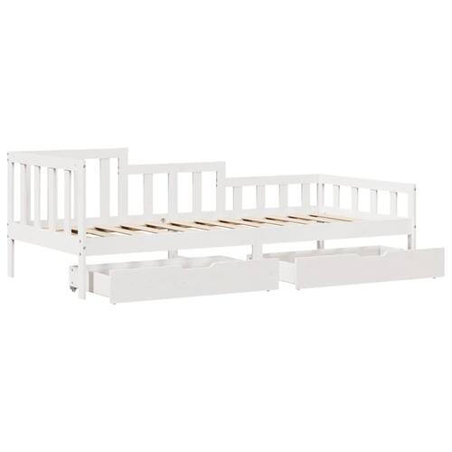 Daybed med skuffer 90x200 cm massivt fyrretræ hvid