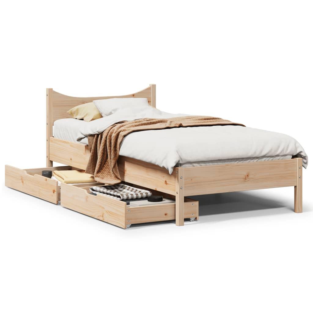 Sengeramme med skuffer 90x190 cm massivt fyr