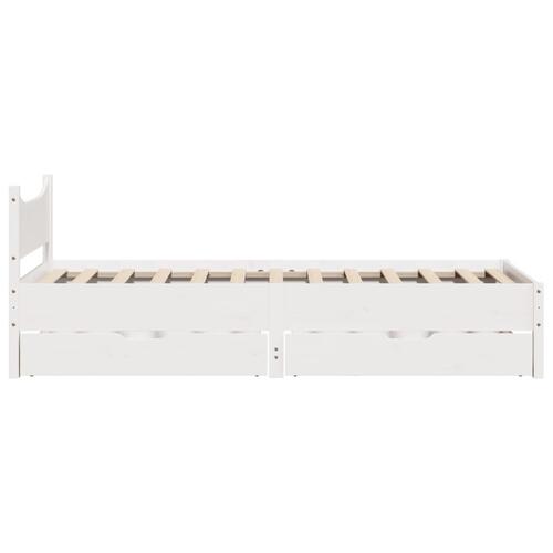 Sengeramme med skuffer 75x190 cm massivt fyrretræ hvid