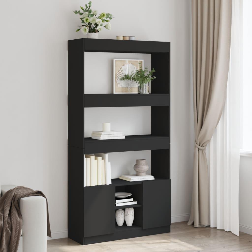 Reol 92x33x180 cm konstrueret træ sort