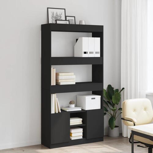 Reol 92x33x180 cm konstrueret træ sort