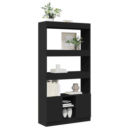 Reol 92x33x180 cm konstrueret træ sort