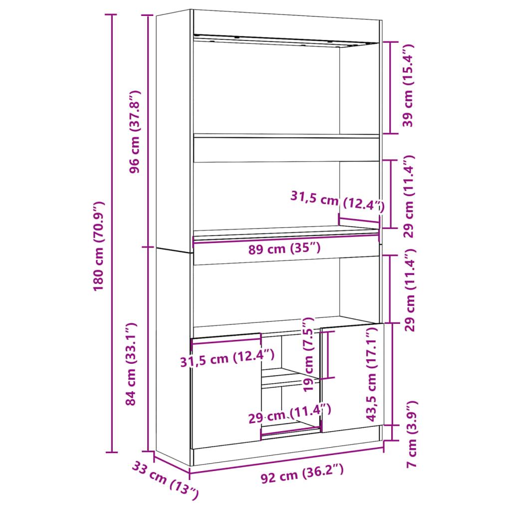 Reol 92x33x180 cm konstrueret træ sort