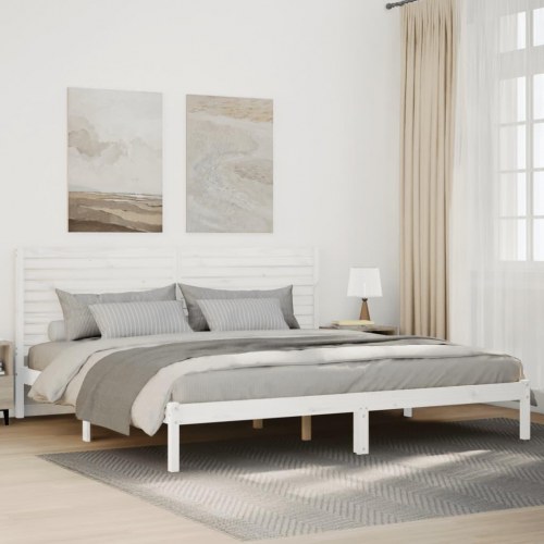 Ekstra lang sengeramme i massivt fyr 200 × 220 cm - hvid