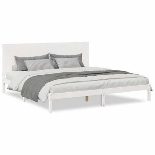 Ekstra lang sengeramme i massivt fyr 200 × 220 cm - hvid