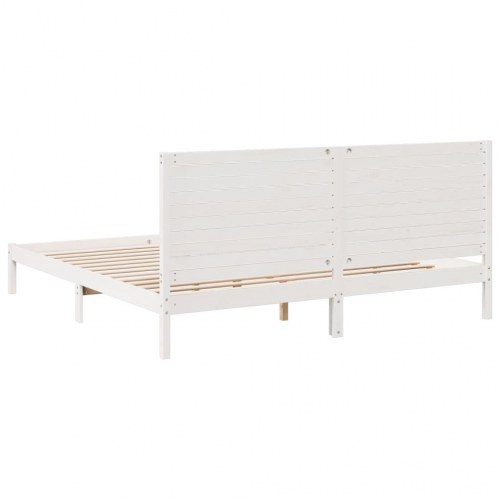 Ekstra lang sengeramme i massivt fyr 200 × 220 cm - hvid