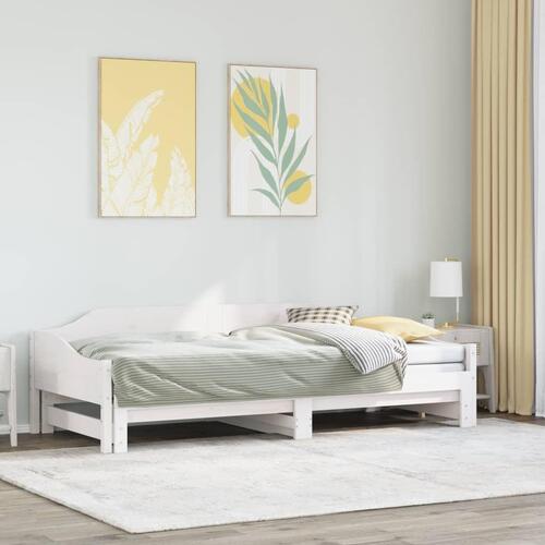 Daybed med udtræk 80x200 cm massivt fyrretræ hvid