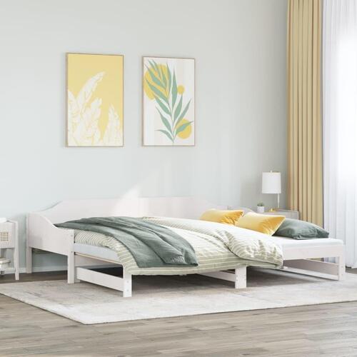 Daybed med udtræk 80x200 cm massivt fyrretræ hvid