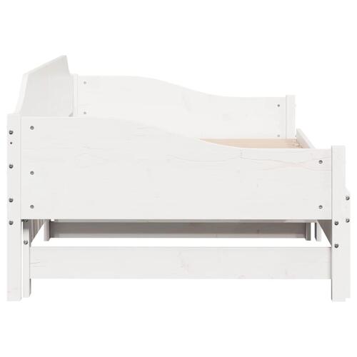 Daybed med udtræk 80x200 cm massivt fyrretræ hvid