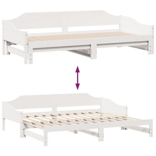 Daybed med udtræk 80x200 cm massivt fyrretræ hvid