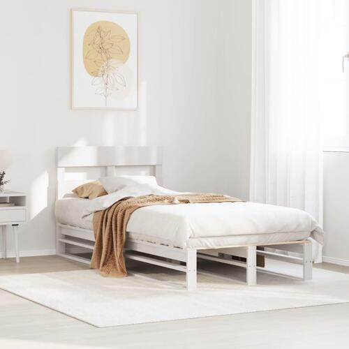 Sengeramme uden madras 75x190 cm massivt fyrretræ hvid