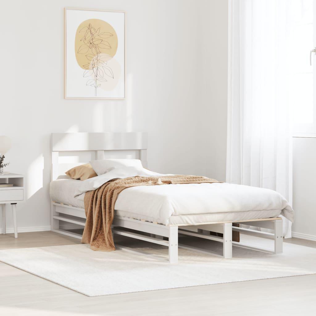 Sengeramme uden madras 75x190 cm massivt fyrretræ hvid